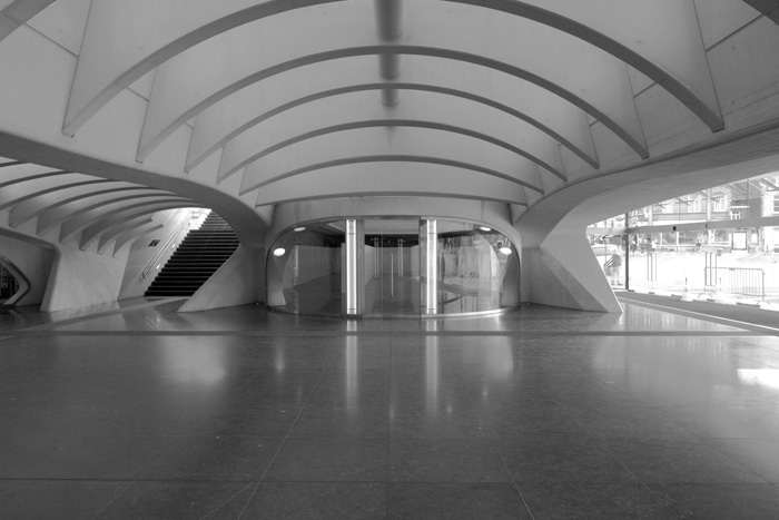 Liège-Guillemins TGV-Bahnhof (Calatrava 2009) im Erdgeschoss